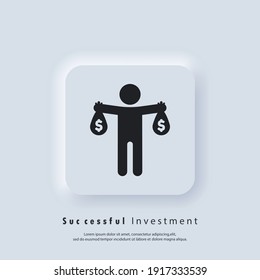 Successful investment. Financial indicatorsicon. Business productivity improvement. Fund icon, return on investment, consolidation of finance. Successful business icon.