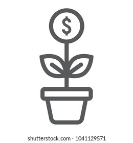 Successful Investment Line Icon, Development And Business, Money Growth Sign Vector Graphics, A Linear Pattern On A White Background, Eps 10.