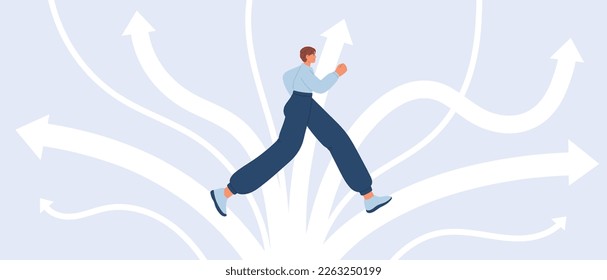 Successful job career concept. Startup growth, business. Student choose education path. Flat vector illustration