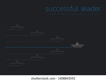 Successful leader concept illustration with a folded paper steamboat.