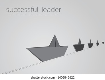 Successful leader concept illustration with a folded paper boat.