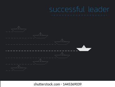 Successful leader concept illustration with a folded paper steamboat.