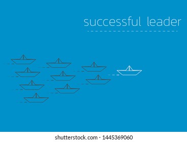Successful leader concept illustration with a folded paper steamboat.