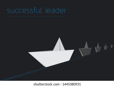 Successful leader concept illustration with a folded paper steamboat.
