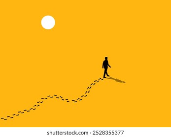 Successful leaders are role models. Businessman leaves footprints