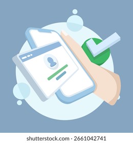 Concepto de Inicio de sesión exitoso. Registro de Cuenta de usuario Nuevo. Registro de Cuenta, registro o solicitud, información en línea. Rellenar el formulario de inscripción online.
