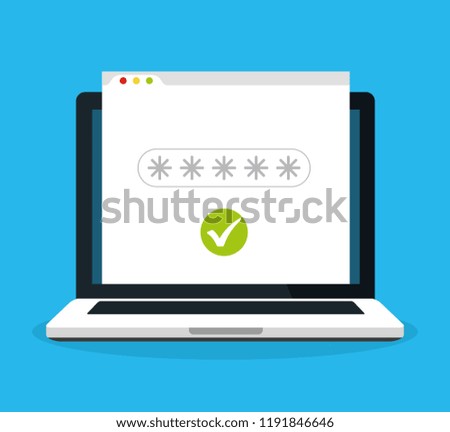 Successful login to the system. Correct password. Vector