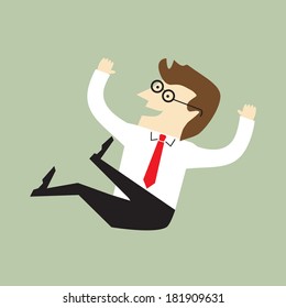 Successful man celebrating with arms up