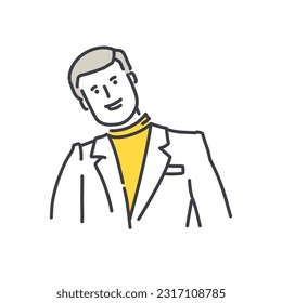 Successful man employee at job interview. Simple style outline flat vector illustrations. Office scenes. Workflow concept. Perfect for web and marketing, social media, creative process, app design.