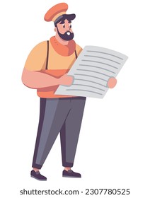 successful man holding a document, standing isolated