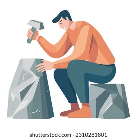 a successful man holding work tools isolated