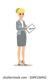 Successful manager. Businesswoman character set. Animate character. Young lady personage. Different woman postures. Vector cartoon personage.