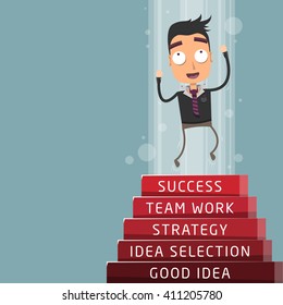 Successful manager illustration. 5 step for success.