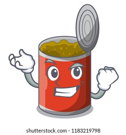 Successful metal food cans on a cartoon