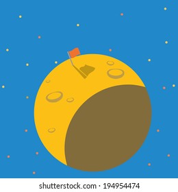 Successful mission to flagged on the planet. Flat vector illustration design
