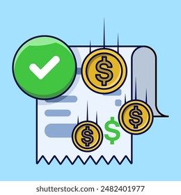 Concepto de pago exitoso. Transacción de pago aprobada con éxito marca de verificación de notificación en el Comprobante de la Factura a través de tarjeta de débito, transferencia de dinero completada, marca de verificación válida en el pago exitoso