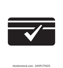 Successful payment credit card with a checkmark for an approved transaction A vector icon for a verified and complete financial purchase confirmation
