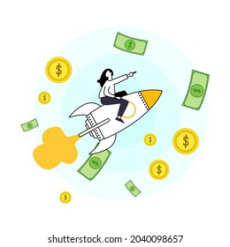 successful people characters making money. Business and finance, saving money theme. Career, salary, earnings profit.