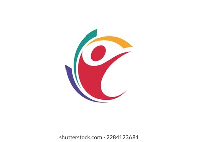 successful people flat logo design with colorful