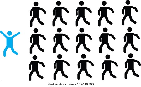 Successful people in front of all on white background