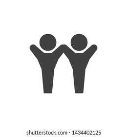 Successful people vector icon. filled flat sign for mobile concept and web design. Two people with raised hands glyph icon. Symbol, logo illustration. Vector graphics