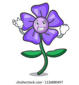 Successful periwinkle flower character cartoon