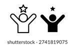 Successful person with star icon vector. Symbol for achievement, goal reached, and star performer. Vector Illustration.
