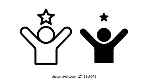 Successful person with star icon vector. Symbol for achievement, goal reached, and star performer. Vector Illustration.