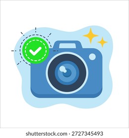 Exitosa captura de fotos Verified Notification Vector de diseño plano Ilustración de IU de estado vacío