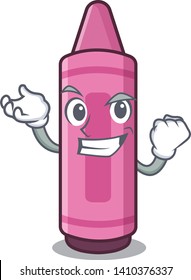 Successful pink crayons in cartoon school bag