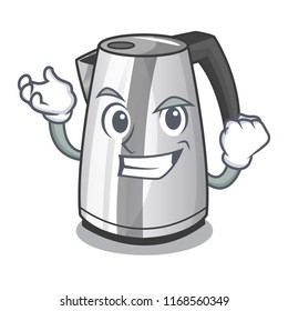 Successful plastic electric kettle isolated on cartoon