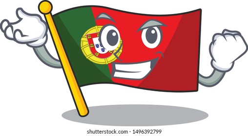Successful portugal flag folded on cartoon table