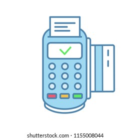 Successful POS terminal transaction color icon. Payment terminal. E-payment. Isolated vector illustration