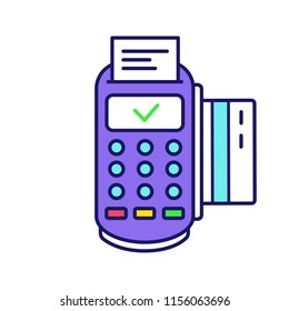 Successful POS terminal transaction color icon. Payment terminal. E-payment. Isolated vector illustration