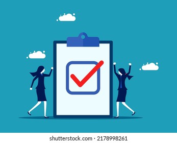 Successful project completed. businesswoman happy with success. vector illustration