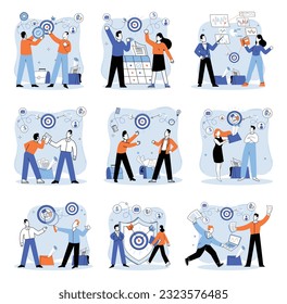 Successful project launch. Vector illustration. A project launch, giant leap towards future full of potential A successful business, landmark of effective strategies and decisions Project launch
