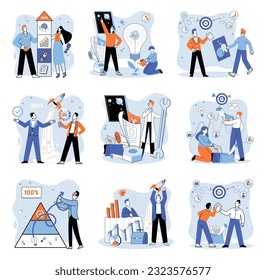 Successful project launch. Vector illustration. A project launch, birth of fresh endeavor A successful business, beacon of hard work and tenacity Project launch startup, genesis of promising venture