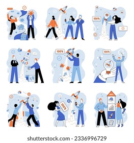 Successful project launch. Vector illustration. A successful business, testament to power of strategic planning and execution Project launch startup, daring dive into seof entrepreneurship