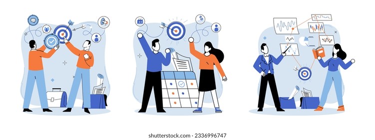 Inicio del proyecto con éxito. Ilustración vectorial. Gestión del lanzamiento del proyecto, curso de dirección de brújula del proyecto Lanzamiento del proyecto, declaración de nuevo viaje Un negocio exitoso, emblema de