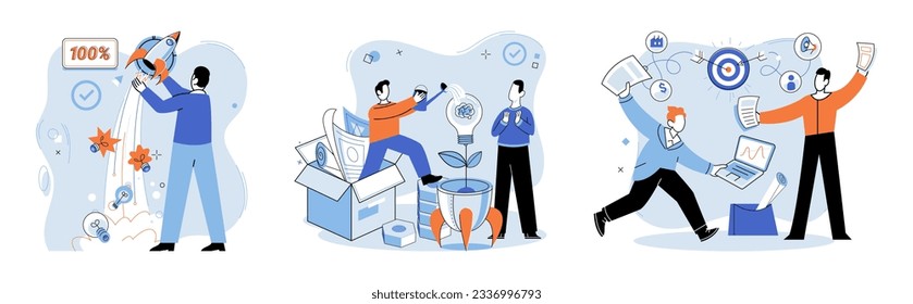 Successful project launch. Vector illustration. Project launch management, anchor keeping project aligned with its goals A project launch, exciting expedition into realm of possibilities A successful