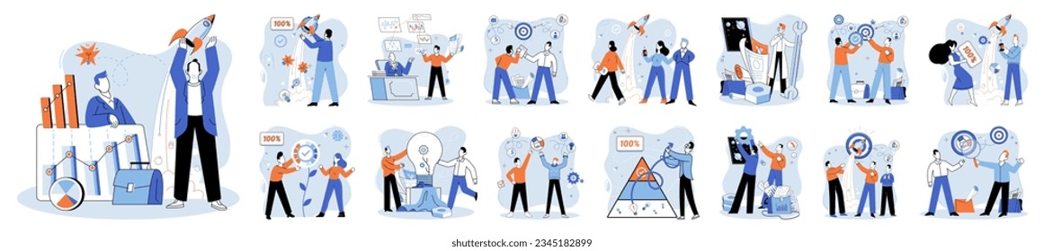 Successful project launch. Vector illustration. Project launch management, intricate art of transforming ideas into reality A project launch, celebration of new beginning A successful business