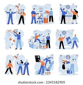 Successful project launch. Vector illustration. A successful business, testament to power of strategic planning and execution Project launch startup, daring dive into seof entrepreneurship