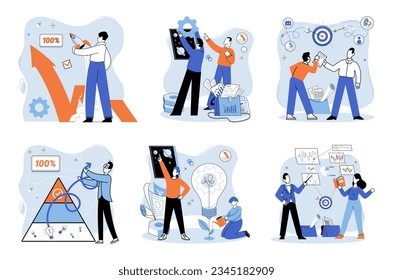 Successful project launch. Vector illustration. A successful business, narrative of triumph over adversity Project launch startup, exhilarating leap into world of entrepreneurship A development