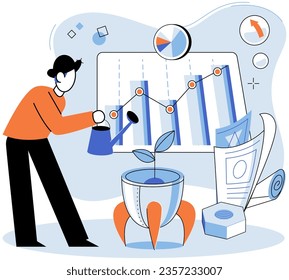 Successful project launch. Vector illustration. Project launch management, compass directing course of project A project launch, declaration of new voyage A successful business, emblem of calculated