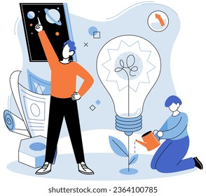 Successful project launch. Vector illustration. A project launch, kickoff of thrilling journey towards innovation A successful business, monument to perseverance and strategic thinking Project launch