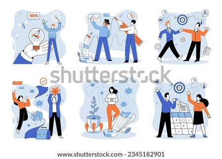 Successful project launch. Vector illustration. A project launch, giant leap towards future full of potential A successful business, landmark of effective strategies and decisions Project launch