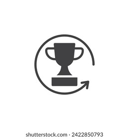 Successful Project vector icon. filled flat sign for mobile concept and web design. Reward cup with arrow glyph icon. Symbol, logo illustration. Vector graphics