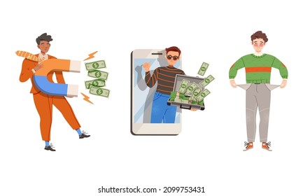 Successful Rich And Poor People With Different Salary And Income. Financial Inequality Concept Cartoon Vector Illustration