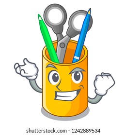 Successful school organizer desktop composition on character