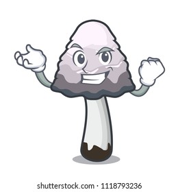 Successful shaggy mane mushroom character cartoon